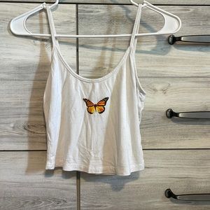 white silky tank top w butterfly